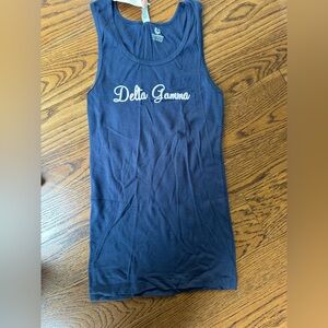 Delta Gamma Navy Blue Tank with Script Logo